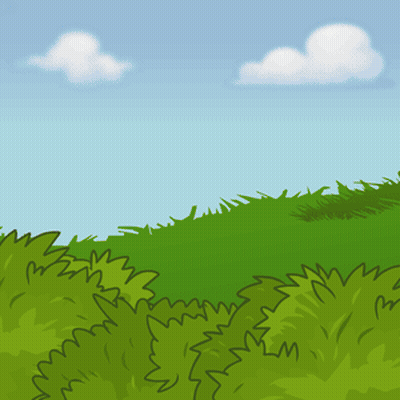 Cartoon Grassy Hill With Blue Sky And Clouds GIF