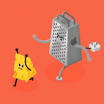 Cartoon Grater And Cheese With Arms And Legs GIF