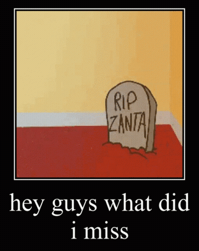 Cartoon Gravestone Saying RIP Zanta GIF