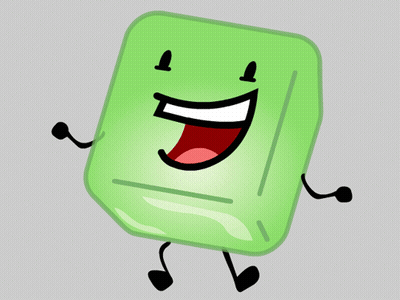 Cartoon Green Cube With Arms And Legs GIF