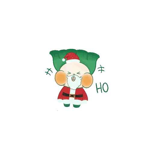 Cartoon Green-Haired Santa Saying Ho Sticker