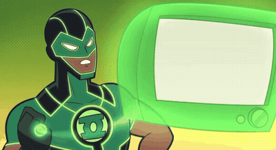 Cartoon Green Lantern Holding Green Screen GIF