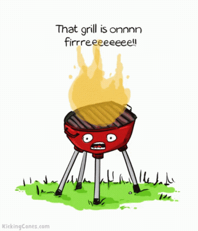 Cartoon Grill Saying That Grill Is Onnnn Firrreeee GIF