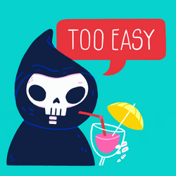 Cartoon Grim Reaper Sipping Cocktail  GIF