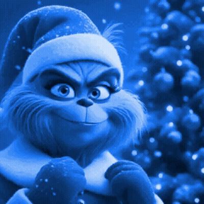 Cartoon Grinch In Santa Hat And Scarf GIF