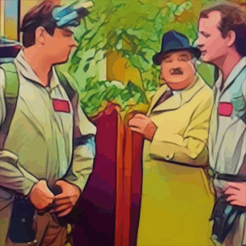 Cartoon Group Of Men Standing Next To Each Other GIF