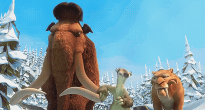 Cartoon Group With Mammoth And Tiger GIF