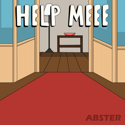 Cartoon Hallway With Help Meee GIF
