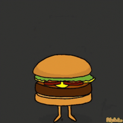 Cartoon Hamburger With Bun And Toppings GIF