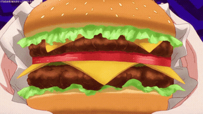 Cartoon Hamburger With Lettuce Tomatoes And Cheese GIF