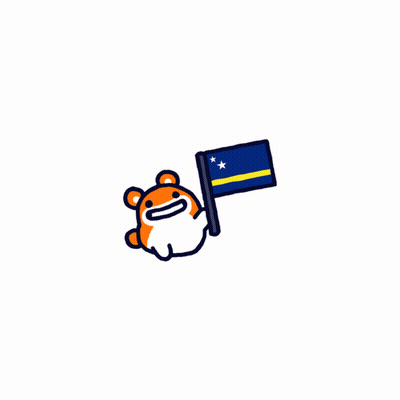 Cartoon Hamster Holding Blue Flag With Yellow Stars GIF
