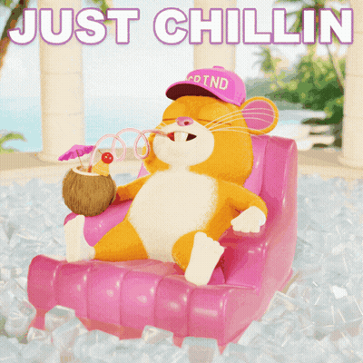 Cartoon Hamster Holding Coconut Drink In Cd Ind Hat GIF