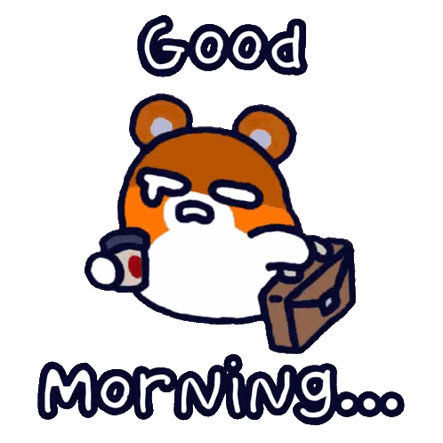 Cartoon Hamster Holding Coffee And Briefcase Sticker