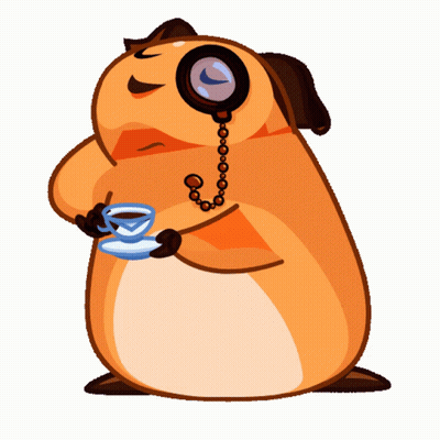 Cartoon Hamster Holding Coffee And Magnifying Glass GIF