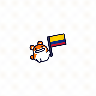 Cartoon Hamster Holding Colombia Flag GIF