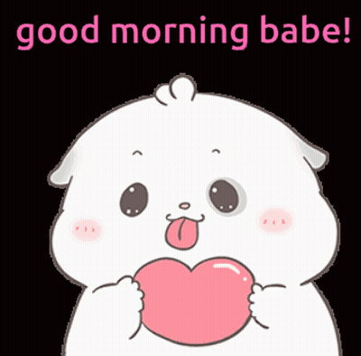 Cartoon Hamster Holding Pink Heart Good Morning Babe GIF