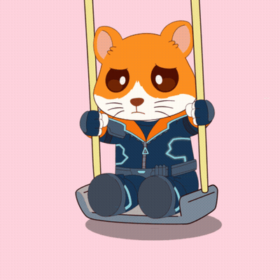 Cartoon Hamster On Swing In Suit With Letter S GIF