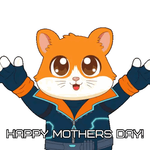 Hámster de caricatura dice Feliz Día de la Madre frente a un corazón Sticker