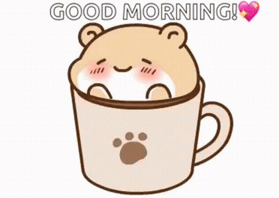 Cartoon Hamster Sitting In Coffee Cup GIF