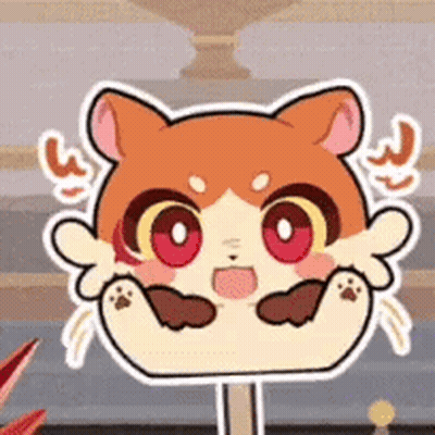 Cartoon Hamster Sitting On Stick With Paws Out GIF