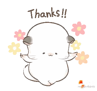 Cartoon Hamster Surrounded By Flowers Thanks Sticker