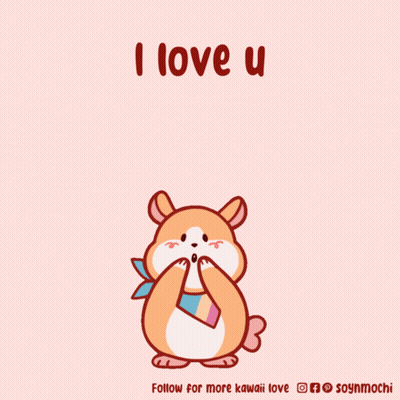 Cartoon Hamster Surrounded By Hearts Saying I Love U GIF