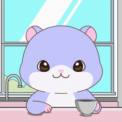 Cartoon Hamster With Coffee Saying Cheers GIF