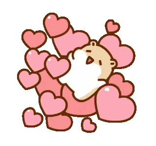 Cartoon Hamster With Pink Hearts Sticker