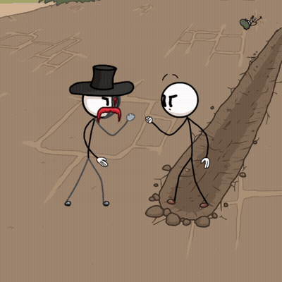 Cartoon Hand Giving Peace Sign Next To Rock GIF