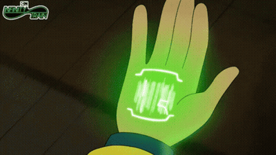 Cartoon Hand Glowing Green Infinity Train GIF