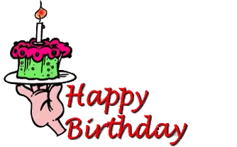 Cartoon Hand Holding Birthday Cake Sticker