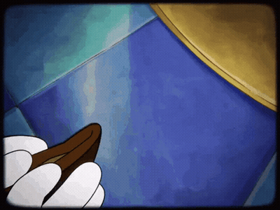 Cartoon Hand Holding Brown Object Blue Wall GIF