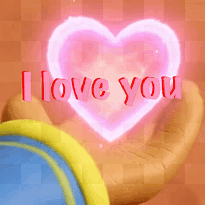 Cartoon Hand Holding Heart Saying I Love You GIF