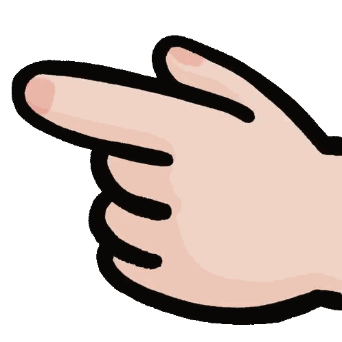 Cartoon Hand Pointing Right Black Outline Sticker