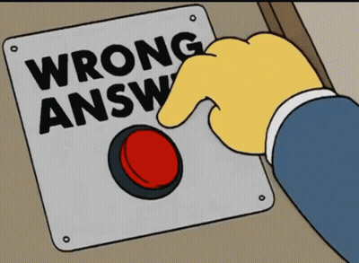Cartoon Hand Pressing Wrong Answer Button GIF
