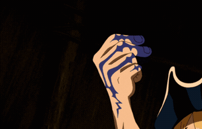 Cartoon Hand With Blue Stripe On Thumb GIF