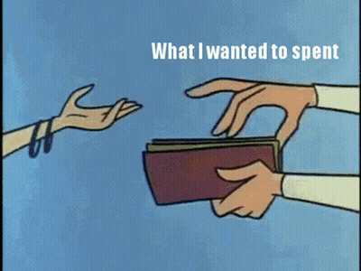 Cartoon Handing Wallet With Money Saying What I Wanted To Spent GIF