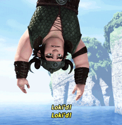 Cartoon Hanging Upside Down Saying Lokid GIF