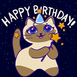 Cartoon Happy Birthday Cat Siamese Dancing