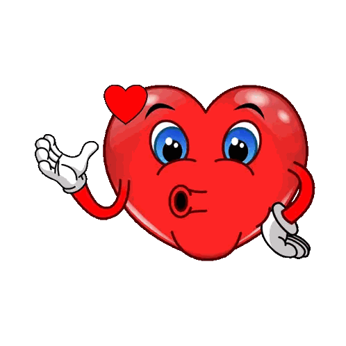 Cartoon Heart Blowing Kiss And Holding Heart Sticker