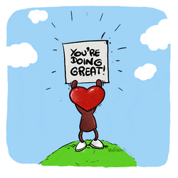 Cartoon Heart Flashing Positive Sign GIF