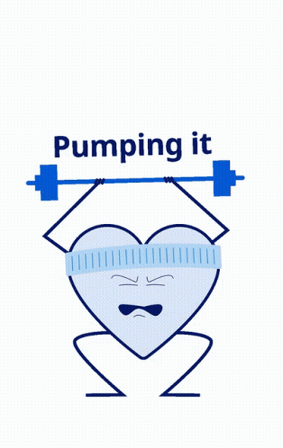 Cartoon Heart Lifting Barbell Saying Pumping It GIF