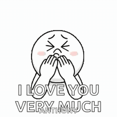 Cartoon Heart Surrounded By Red Hearts Saying I Love You Very Much GIF