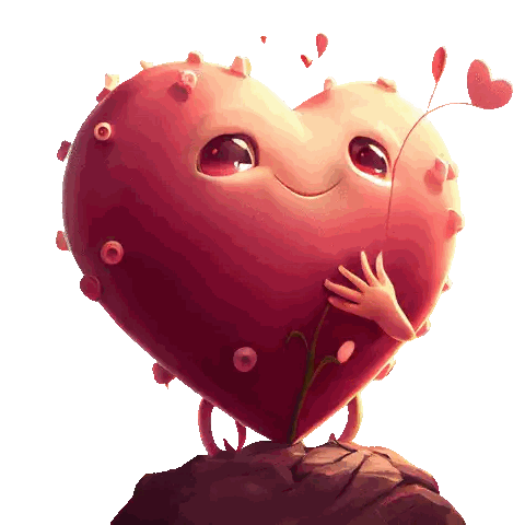Cartoon Heart With Hand Sticker