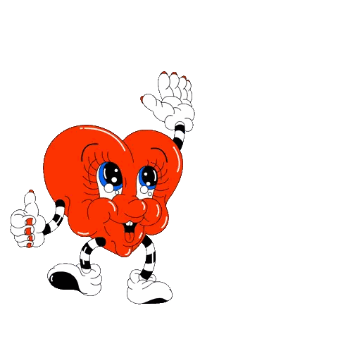 Cartoon Heart With Striped Arms And Legs Sticker
