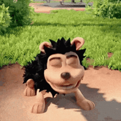 Cartoon Hedgehog With Eyes Closed Standing In Dirt GIF