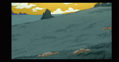 Cartoon Hill With Body Of Water GIF