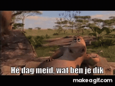 Cartoon Hippo Says He Dag Meid Wat Ben Je Dik GIF