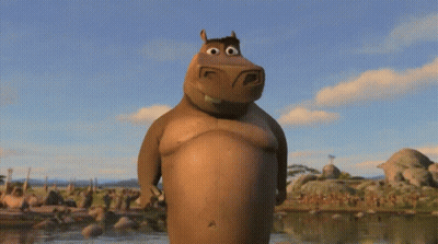 Cartoon Hippopotamus In Water GIF