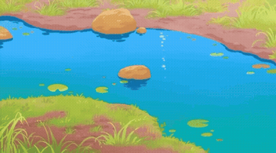 Cartoon Hippopotamus Swimming In River GIF